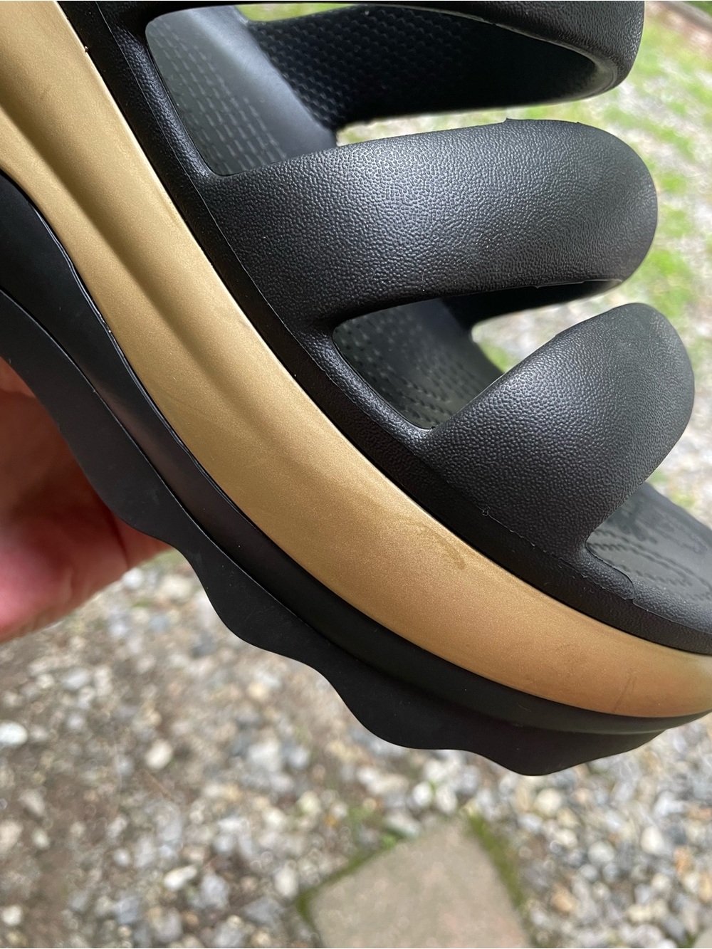Crocs Mega Crush Black / Gold Platform Sandals Size 9 Woman’s - Picture 13 of 15